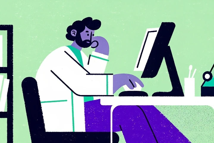 Ilustração de colaborador fazendo um relato no canal de denúncias digital,