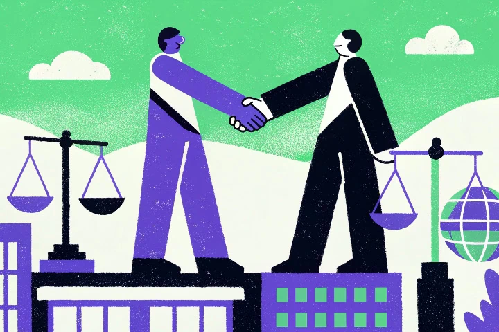Ilustração para simbolizar os princípios da governança corporativa no cooperativismo e políticas corporativas.