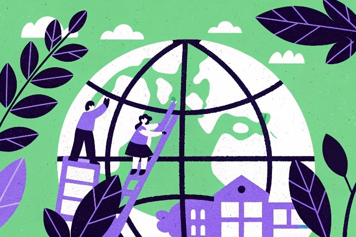 Ilustração para simbolizar conformidade ambiental, Compliance e ESG.