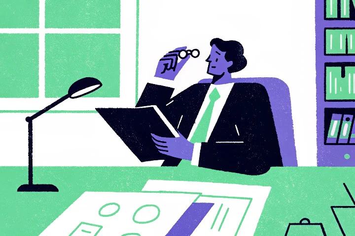 Ilustração para simbolizar uma auditoria empresarial.