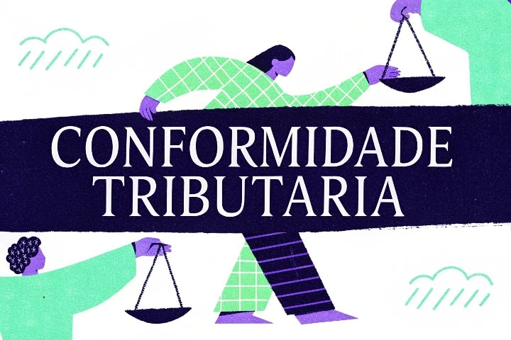 Ilustração para simbolizar conformidade tributária.