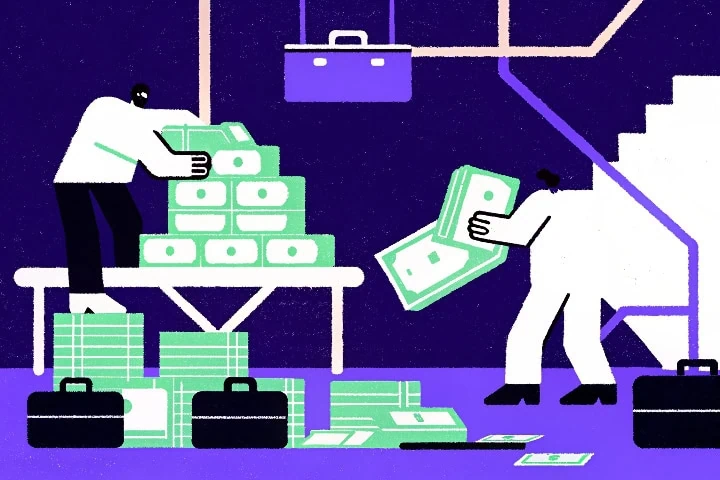 Ilustração para representar a PLDFT: prevenção à lavagem de dinheiro e combate ao financiamento do terrorismo.