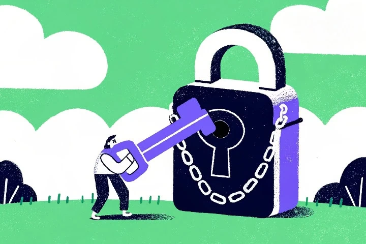 Ilustração de um cadeado para simbolizar o risco reputacional.