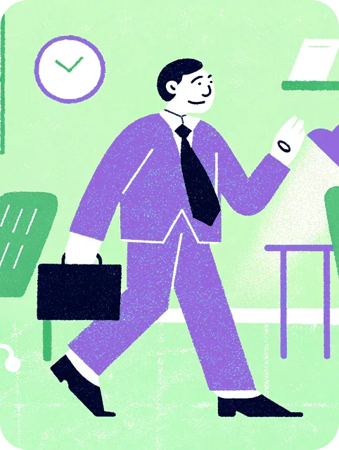 Homem andando no escritório