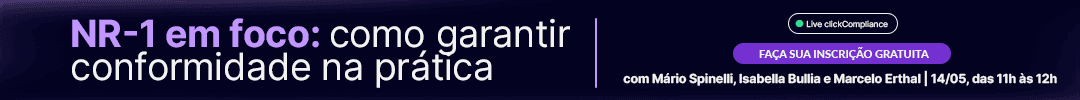 Imagem de divulgação da Live clickCompliance sobre a nova NR-1.