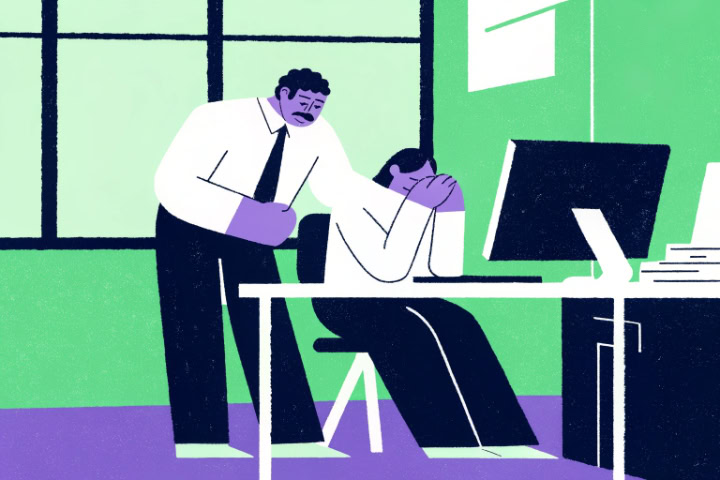 Ilustração para simbolizar a importunação e o assédio sexual nas empresas.