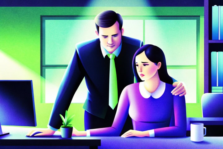 Ilustração para simbolizar a importunação e o assédio sexual nas empresas.