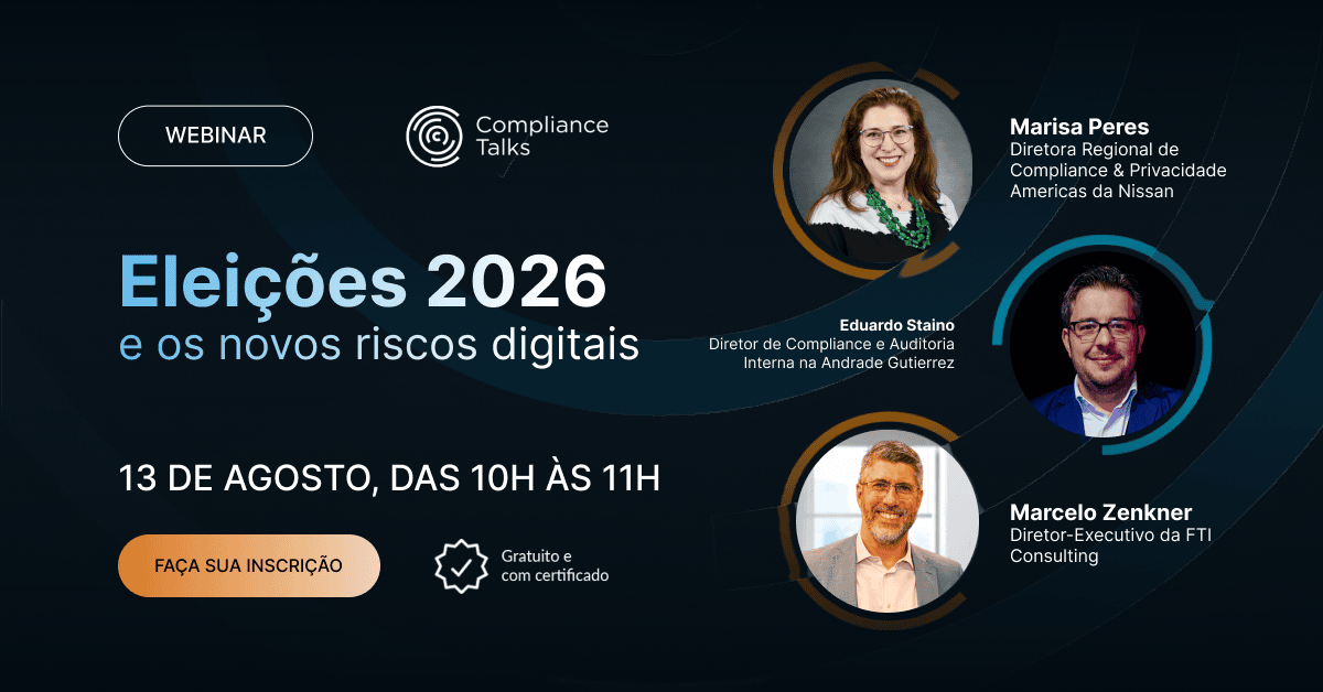 Imagem de divulgação do Compliance Talks – Eleições 2026 e os novos riscos digitais