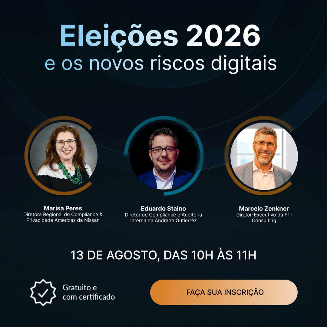 Imagem de divulgação do Compliance Talks – Eleições 2026 e os novos riscos digitais