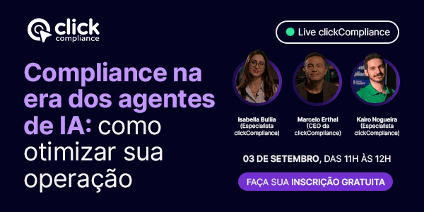Imagem de divulgação da Live clickCompliance sobre Compliance na era dos agentes de IA.